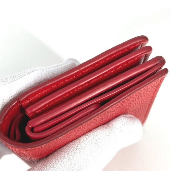 BURBERRY TB Wallet Compact Wallet Folded wallet Leather Red - Picture 3 of 10